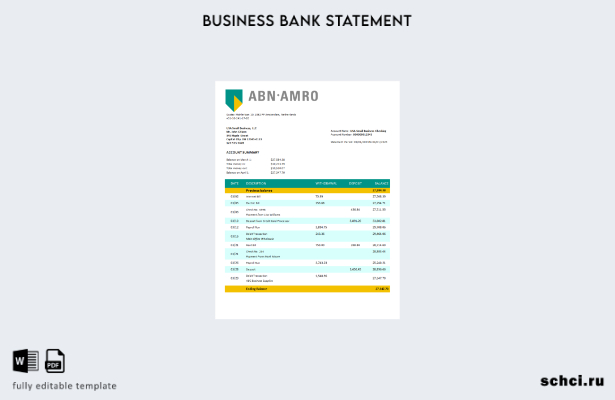 цифровая загрузка выписки по текущему счету компании ABN Amro Bank Шаблон в форм
